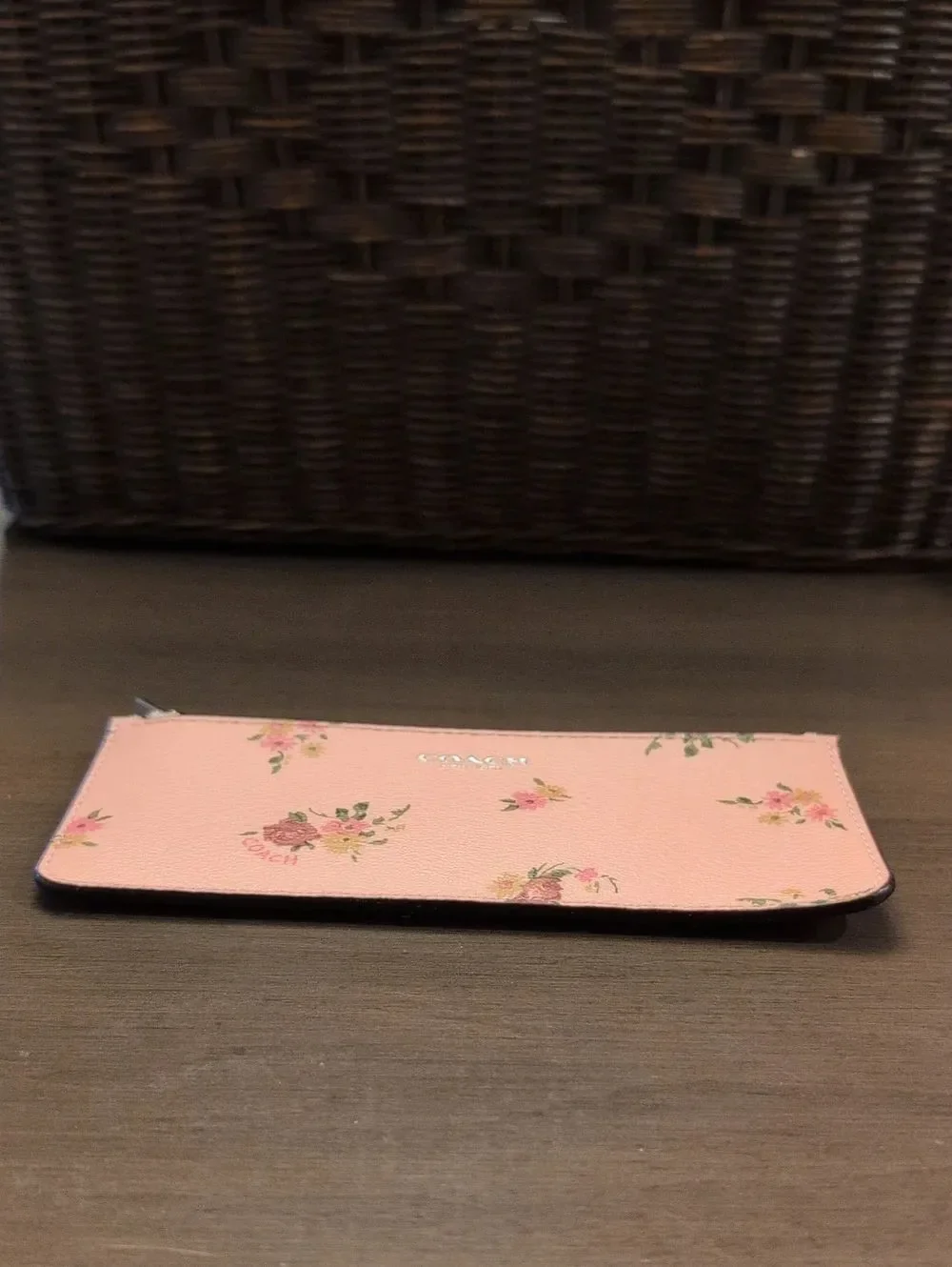 COACH Pink Daisy Bundle Print Slim Skinny Wallet Floral Zip Credit Card Case